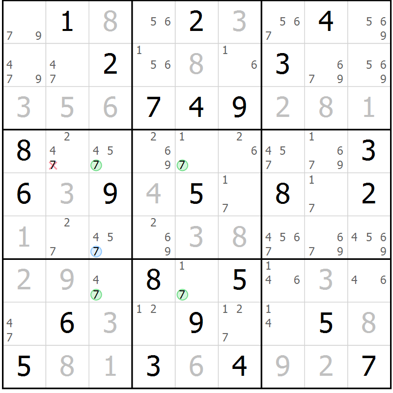 Position des candidats pour la solution de la Gr 29 page 32 du magazine de sudoku Maestro n° 103