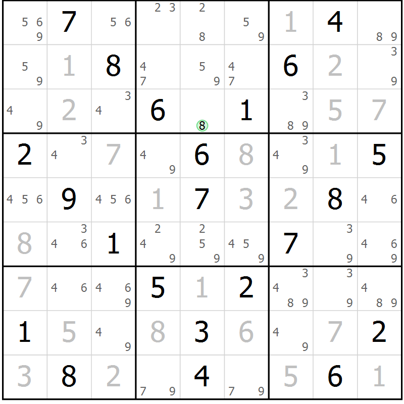 Position des candidats pour la solution de la Gr 3 page 6 du magazine de sudoku Maestro n° 103