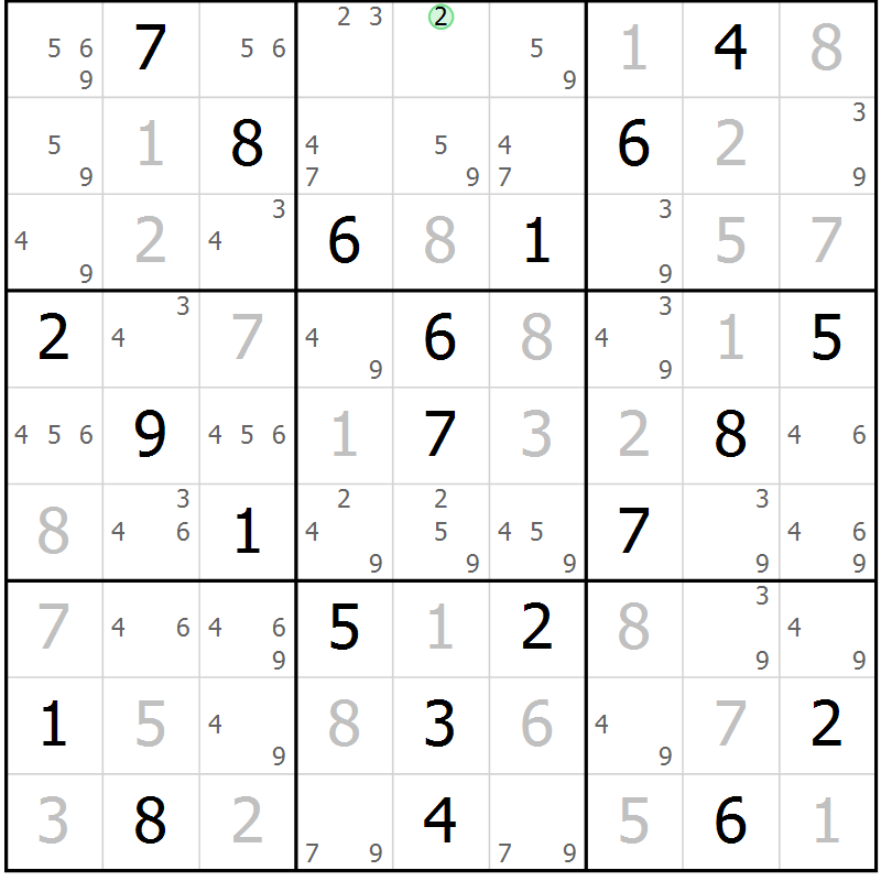 Position des candidats pour la solution de la Gr 3 page 6 du magazine de sudoku Maestro n° 103