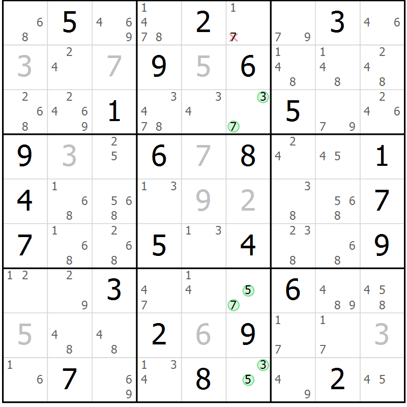 Position des candidats pour la solution de la Gr 30 page 33 du magazine de sudoku Maestro n° 103