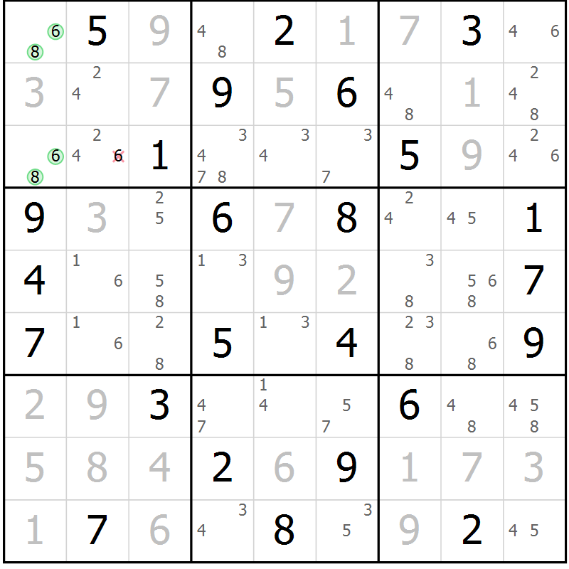 Position des candidats pour la solution de la Gr 30 page 33 du magazine de sudoku Maestro n° 103