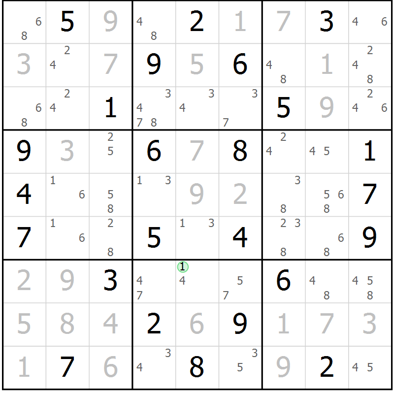 Position des candidats pour la solution de la Gr 30 page 33 du magazine de sudoku Maestro n° 103