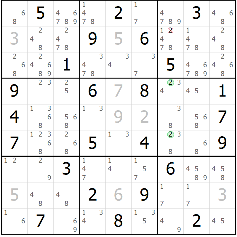 Position des candidats pour la solution de la Gr 30 page 33 du magazine de sudoku Maestro n° 103