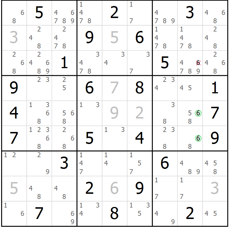 Position des candidats pour la solution de la Gr 30 page 33 du magazine de sudoku Maestro n° 103