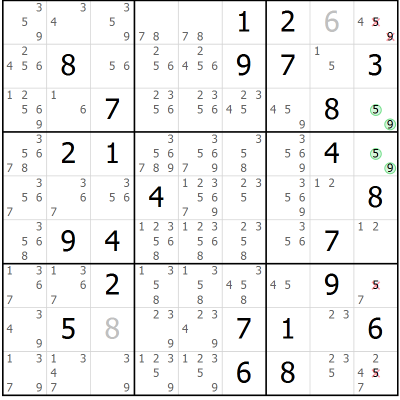 Position des candidats pour la solution de la Gr 31 page 34 du magazine de sudoku Maestro n° 103