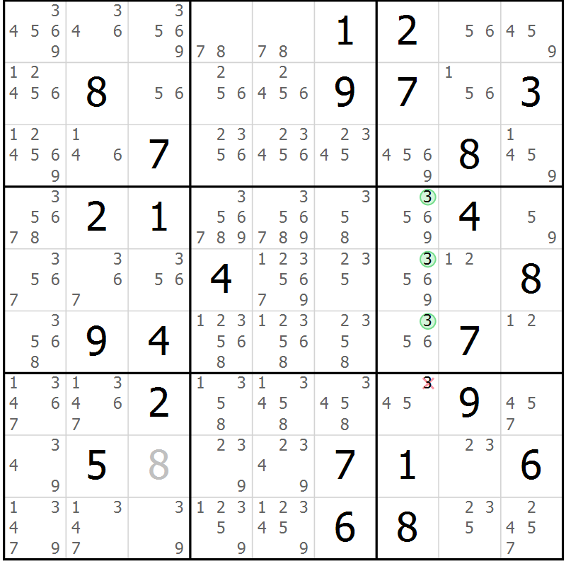 Position des candidats pour la solution de la Gr 31 page 34 du magazine de sudoku Maestro n° 103
