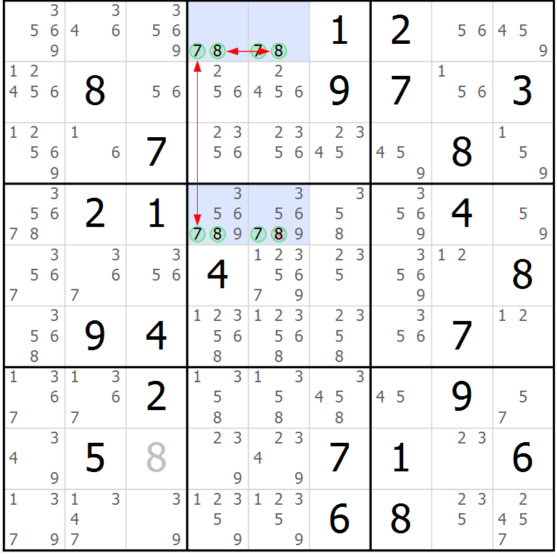 Position des candidats pour la solution de la Gr 31 page 34 du magazine de sudoku Maestro n° 103