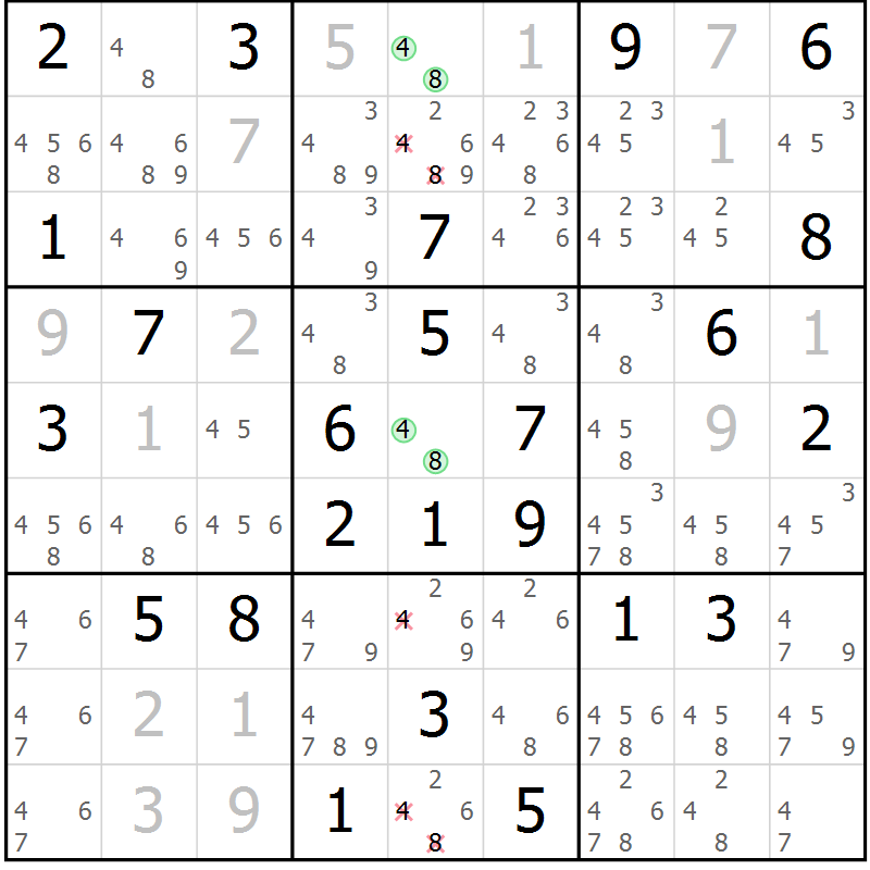 Position des candidats pour la solution de la Gr 32 page 35 du magazine de sudoku Maestro n° 103
