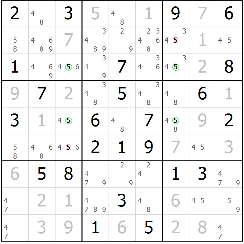 Position des candidats pour la solution de la Gr 32 page 35 du magazine de sudoku Maestro n° 103