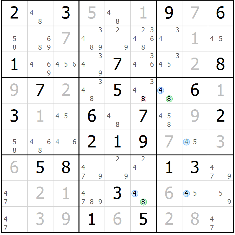 Position des candidats pour la solution de la Gr 32 page 35 du magazine de sudoku Maestro n° 103
