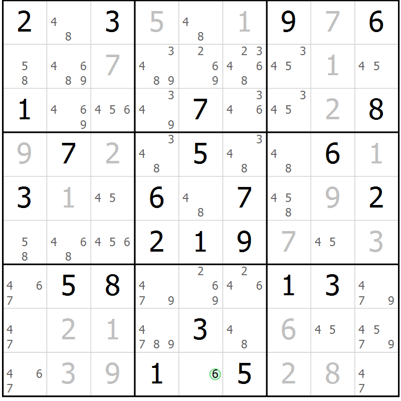 Position des candidats pour la solution de la Gr 32 page 35 du magazine de sudoku Maestro n° 103