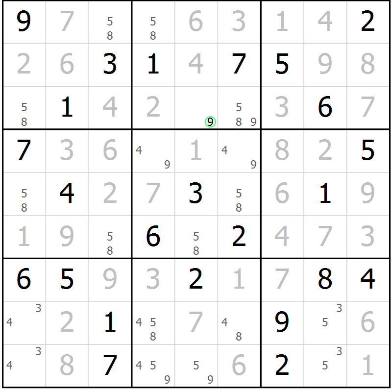 Position des candidats pour la solution de la Gr 34 page 37 du magazine de sudoku Maestro n° 103
