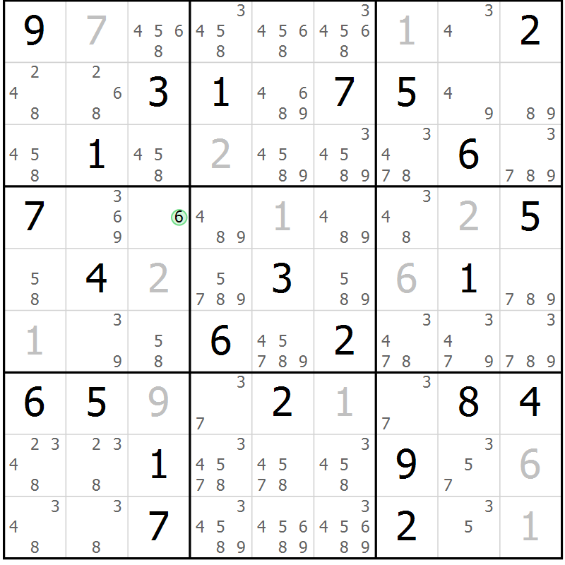 Position des candidats pour la solution de la Gr 34 page 37 du magazine de sudoku Maestro n° 103