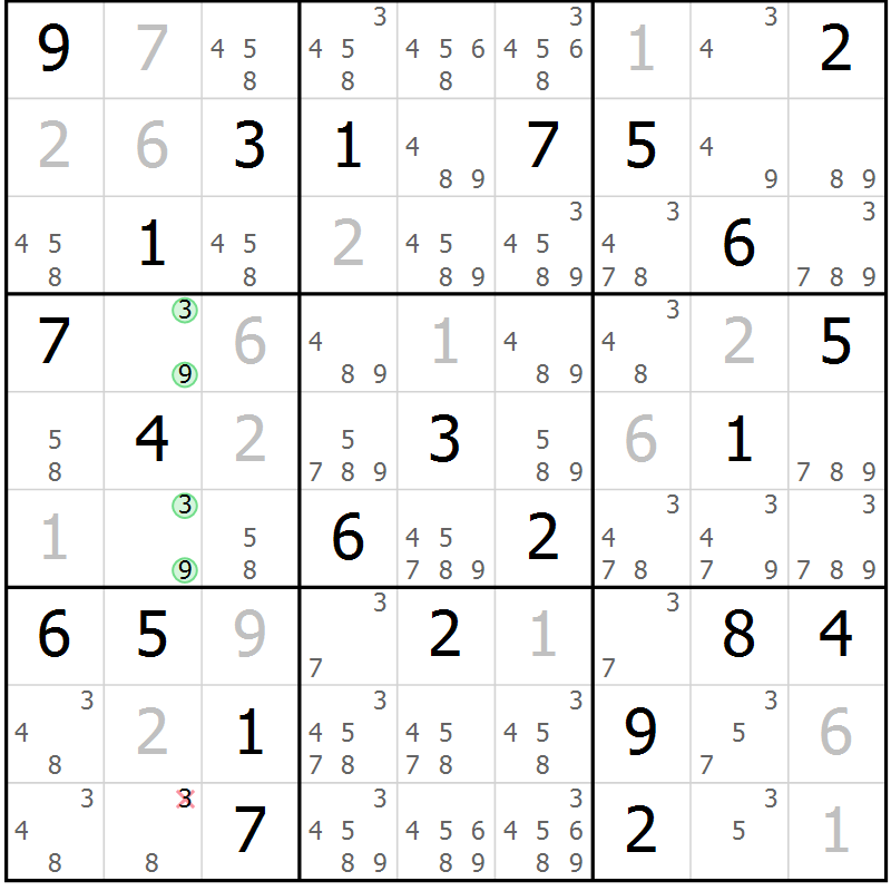 Position des candidats pour la solution de la Gr 34 page 37 du magazine de sudoku Maestro n° 103