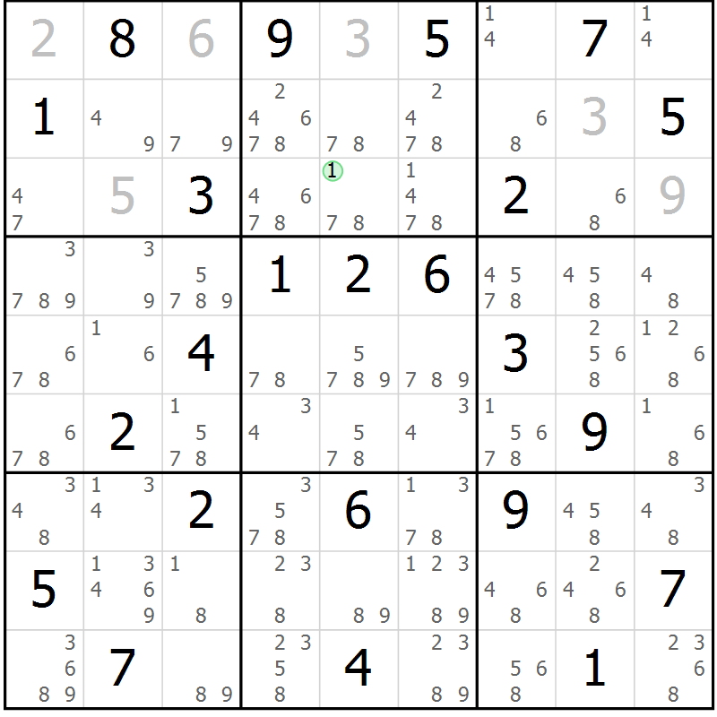 Position des candidats pour la solution de la Gr 35 page 38 du magazine de sudoku Maestro n° 103