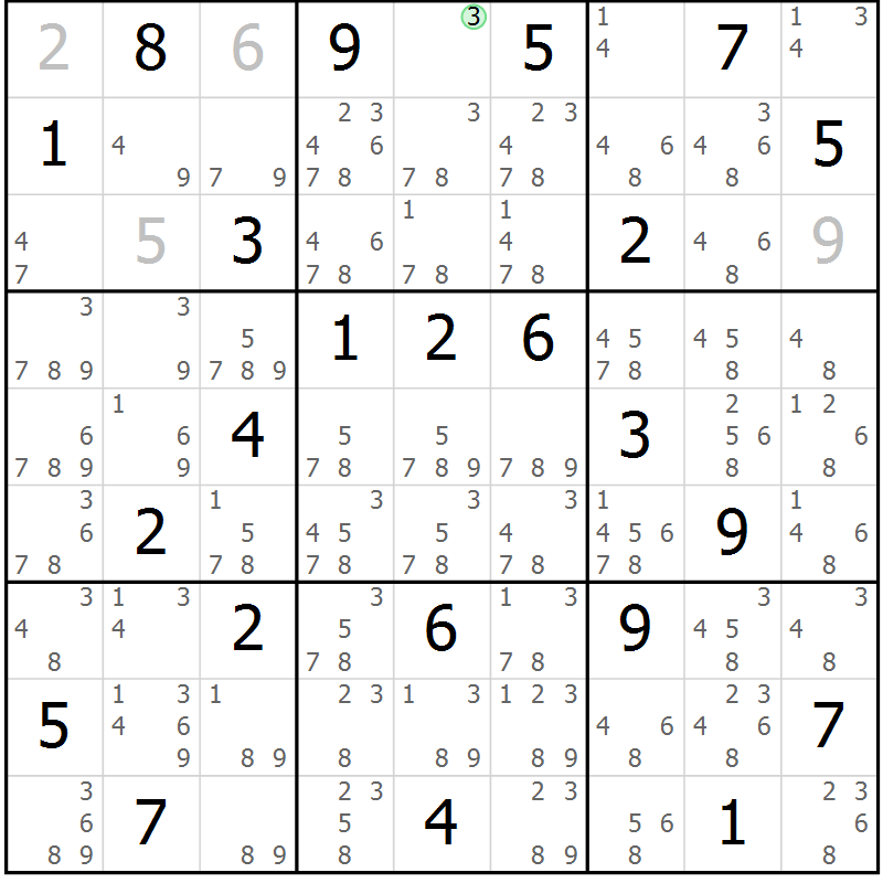 Position des candidats pour la solution de la Gr 35 page 38 du magazine de sudoku Maestro n° 103