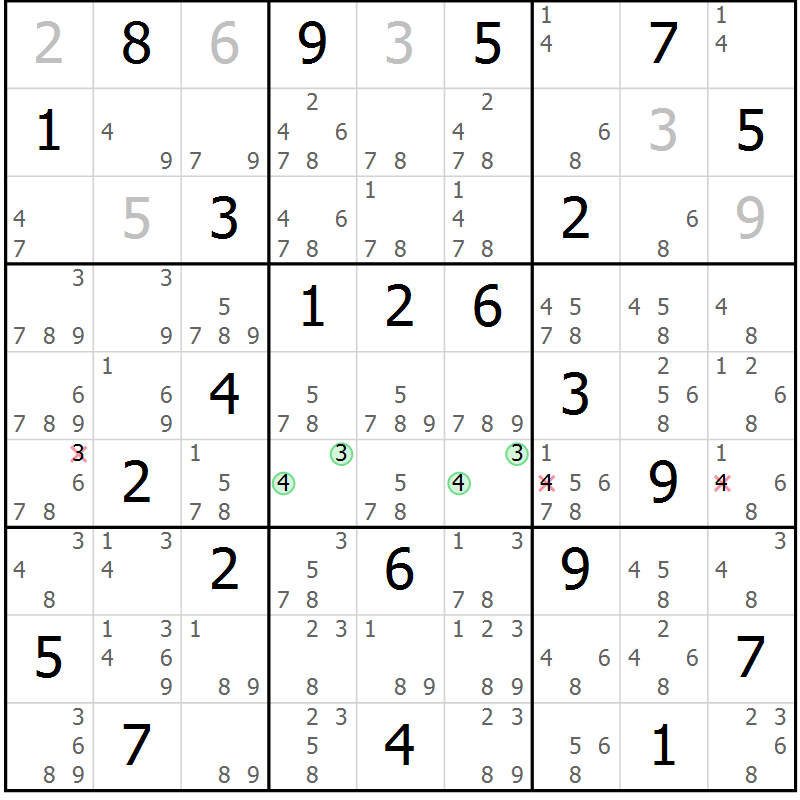 Position des candidats pour la solution de la Gr 35 page 38 du magazine de sudoku Maestro n° 103