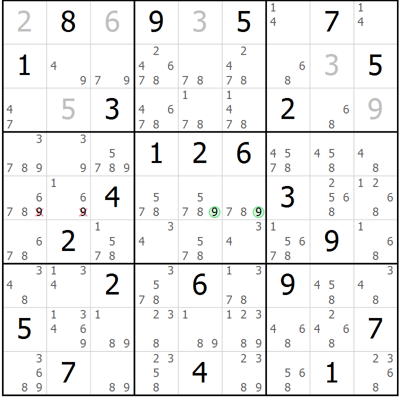 Position des candidats pour la solution de la Gr 35 page 38 du magazine de sudoku Maestro n° 103