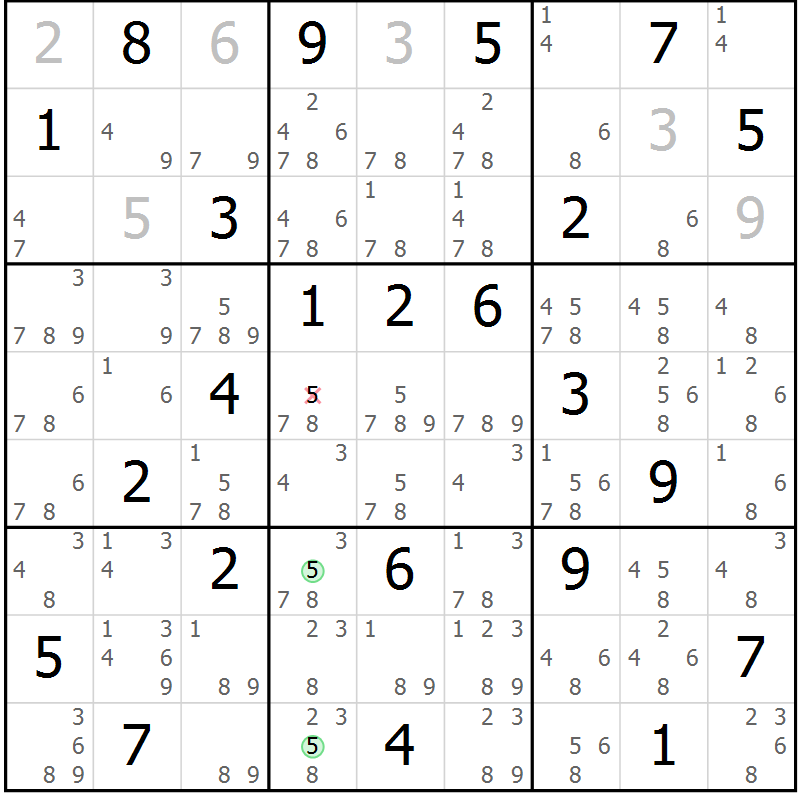 Position des candidats pour la solution de la Gr 35 page 38 du magazine de sudoku Maestro n° 103