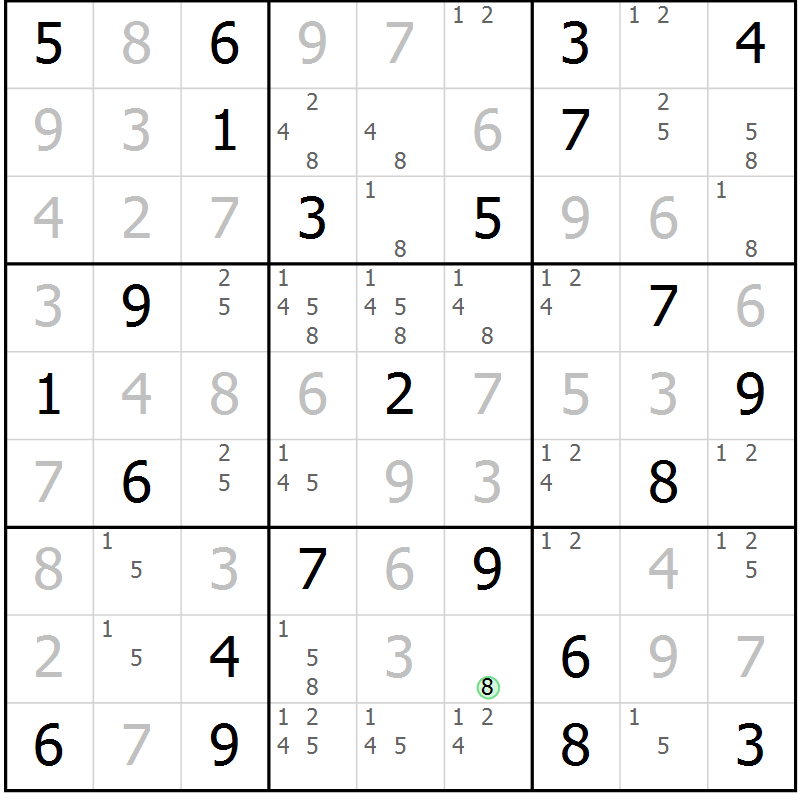 Position des candidats pour la solution de la Gr 36 page 39 du magazine de sudoku Maestro n° 103
