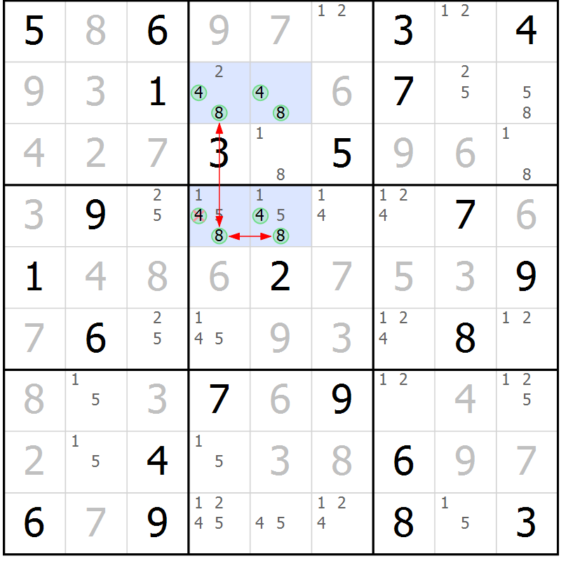 Position des candidats pour la solution de la Gr 36 page 39 du magazine de sudoku Maestro n° 103
