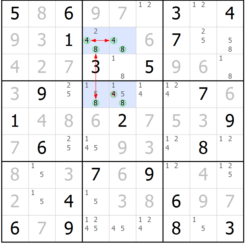 Position des candidats pour la solution de la Gr 36 page 39 du magazine de sudoku Maestro n° 103