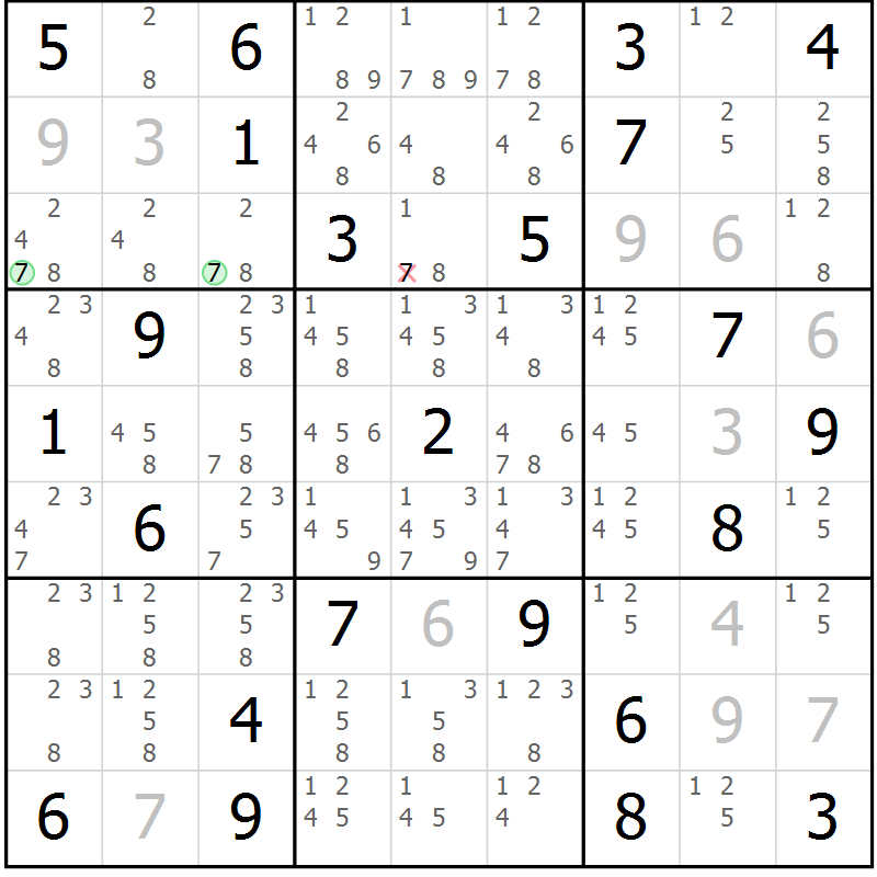 Position des candidats pour la solution de la Gr 36 page 39 du magazine de sudoku Maestro n° 103