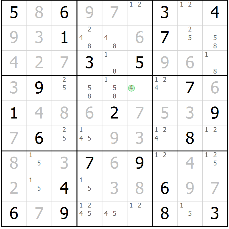 Position des candidats pour la solution de la Gr 36 page 39 du magazine de sudoku Maestro n° 103