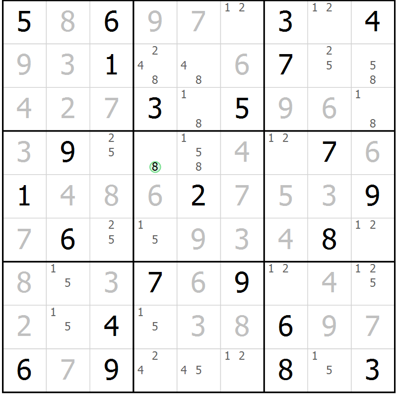 Position des candidats pour la solution de la Gr 36 page 39 du magazine de sudoku Maestro n° 103