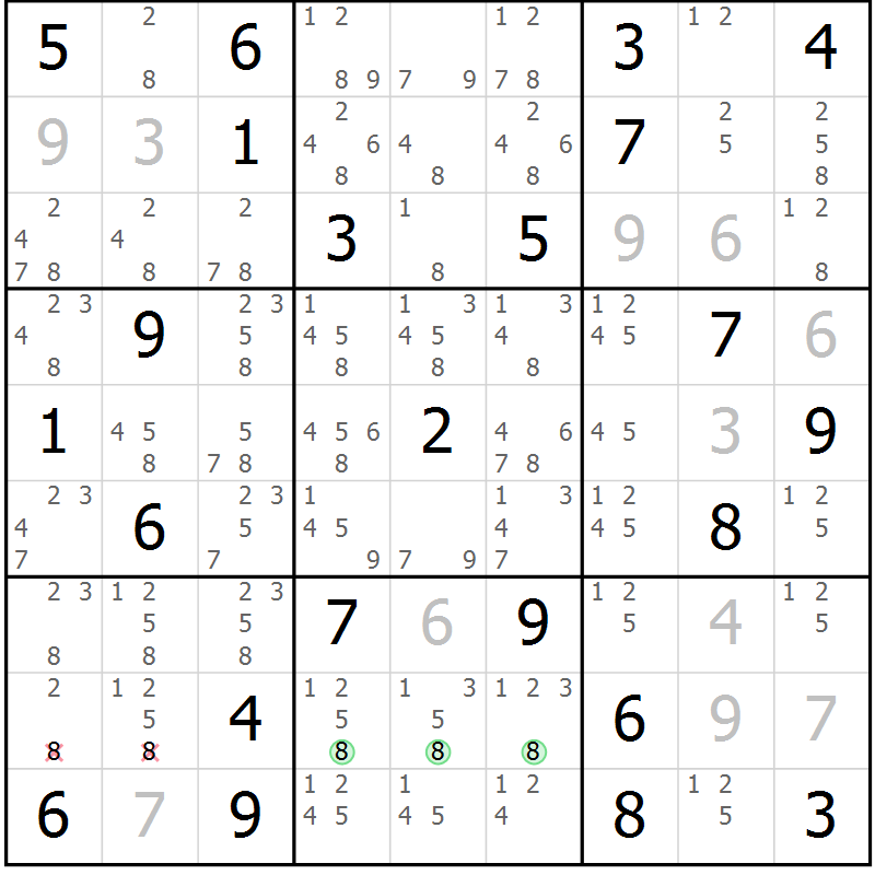 Position des candidats pour la solution de la Gr 36 page 39 du magazine de sudoku Maestro n° 103