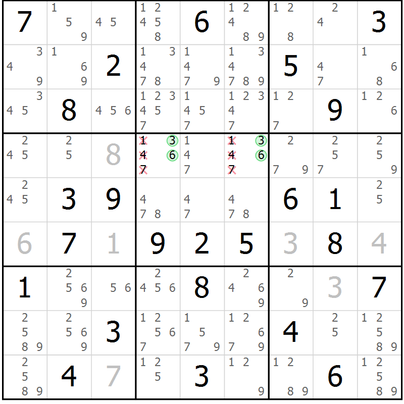Position des candidats pour la solution de la Gr 37 page 40 du magazine de sudoku Maestro n° 103