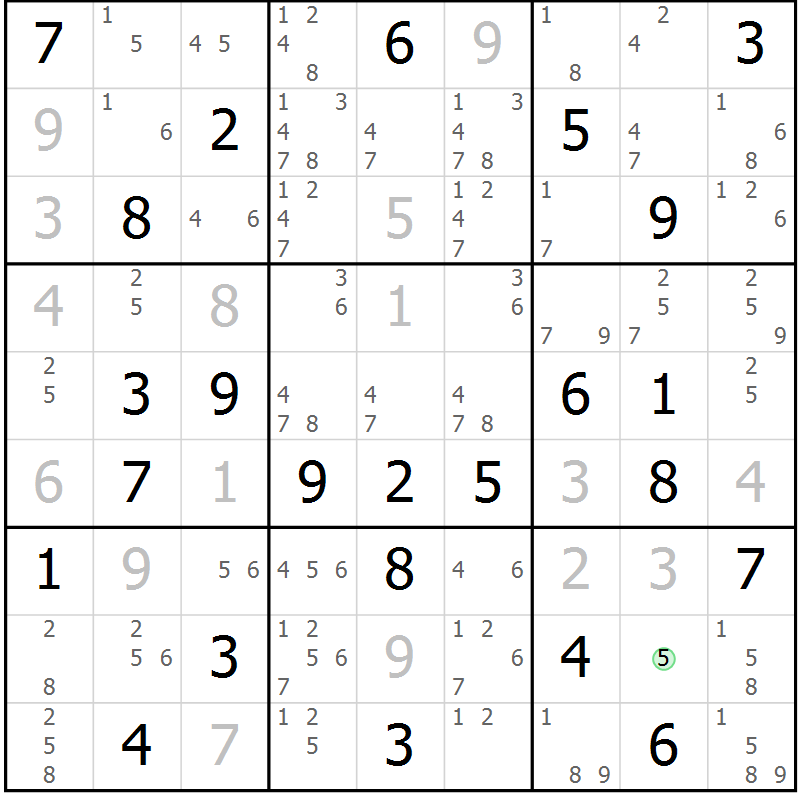 Position des candidats pour la solution de la Gr 37 page 40 du magazine de sudoku Maestro n° 103