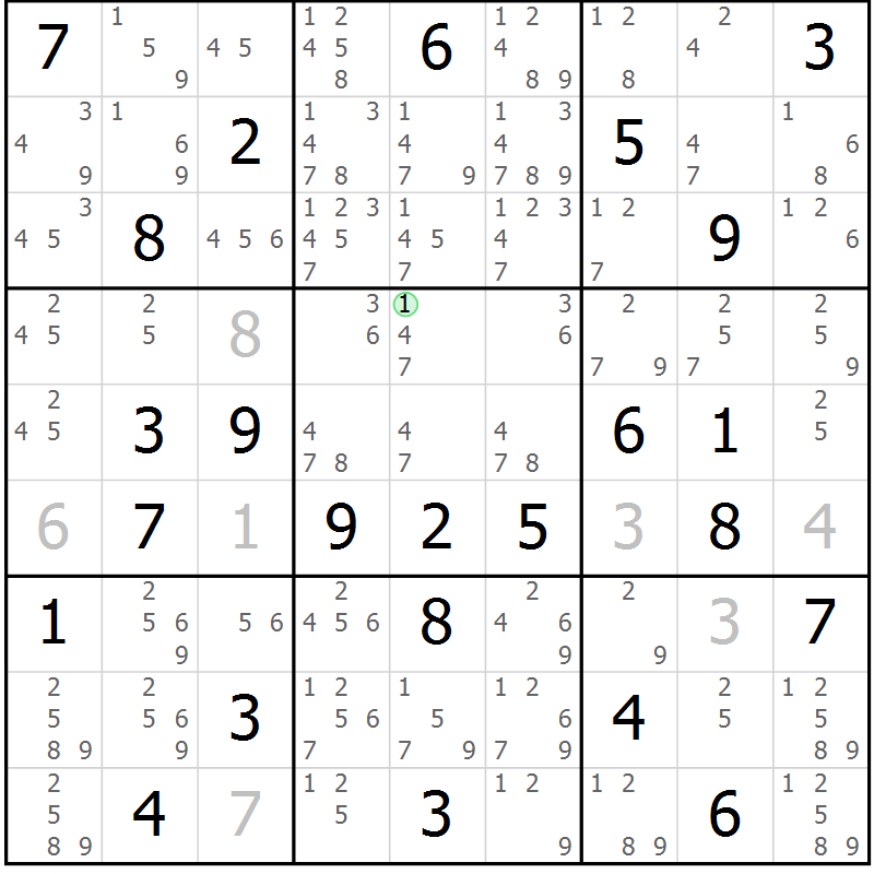 Position des candidats pour la solution de la Gr 37 page 40 du magazine de sudoku Maestro n° 103