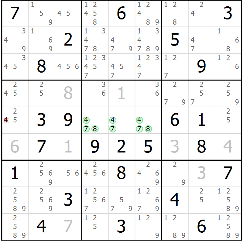 Position des candidats pour la solution de la Gr 37 page 40 du magazine de sudoku Maestro n° 103