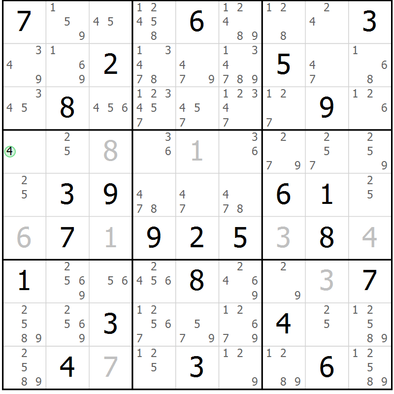 Position des candidats pour la solution de la Gr 37 page 40 du magazine de sudoku Maestro n° 103