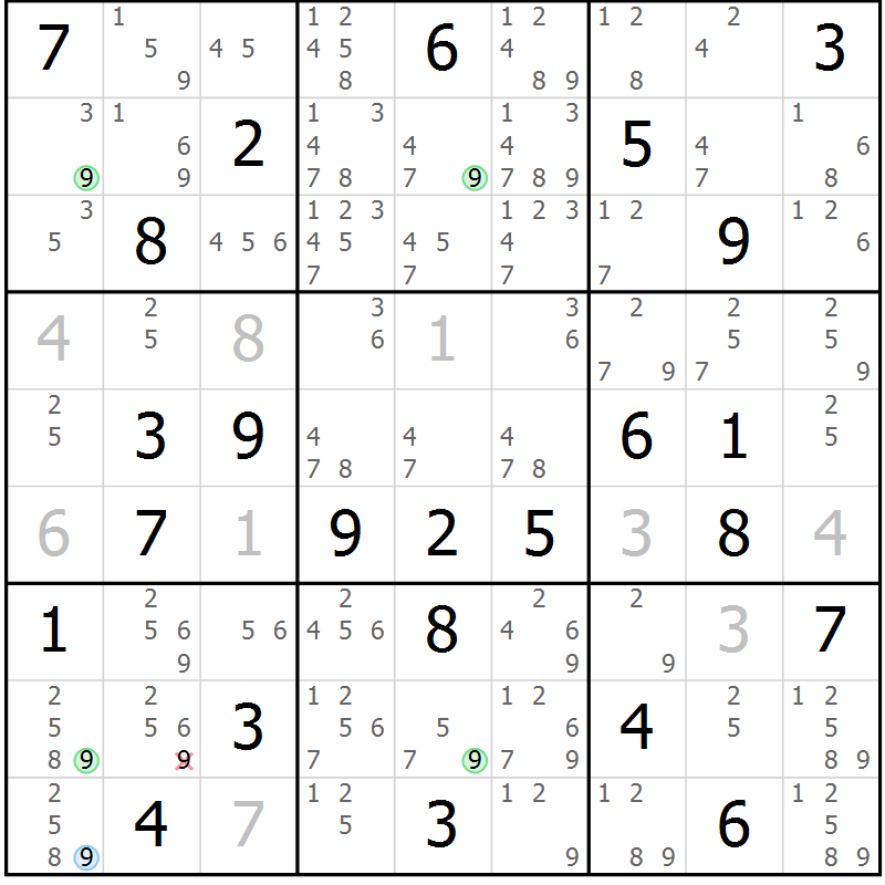 Position des candidats pour la solution de la Gr 37 page 40 du magazine de sudoku Maestro n° 103