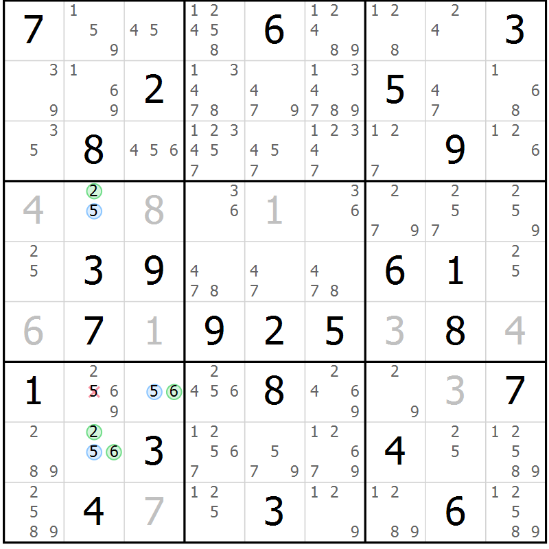 Position des candidats pour la solution de la Gr 37 page 40 du magazine de sudoku Maestro n° 103