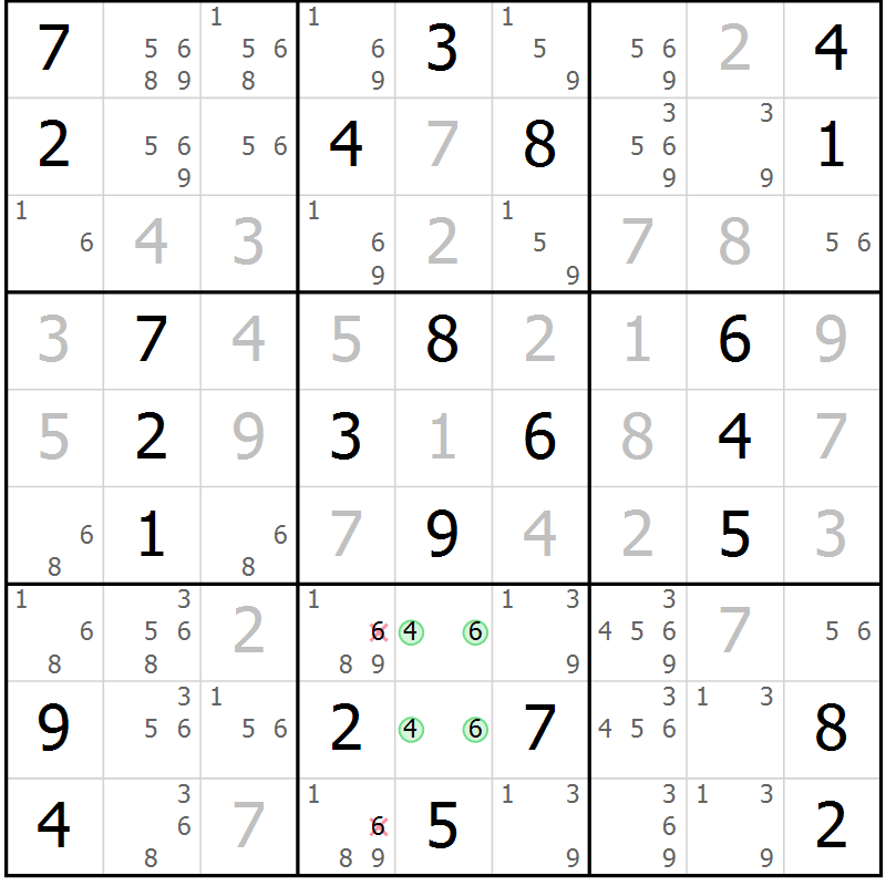 Position des candidats pour la solution de la Gr 38 page 41 du magazine de sudoku Maestro n° 103
