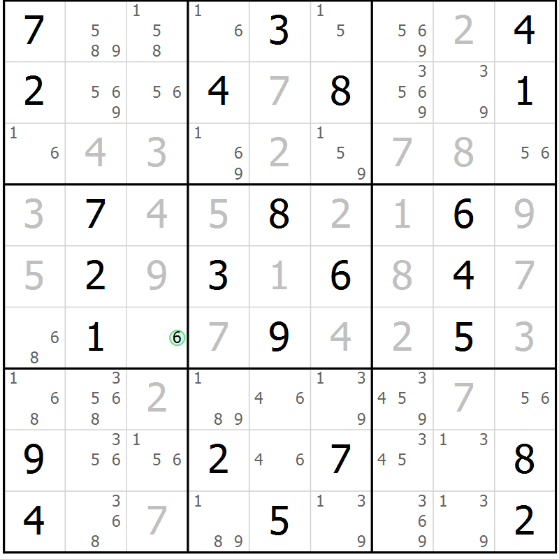 Position des candidats pour la solution de la Gr 38 page 41 du magazine de sudoku Maestro n° 103