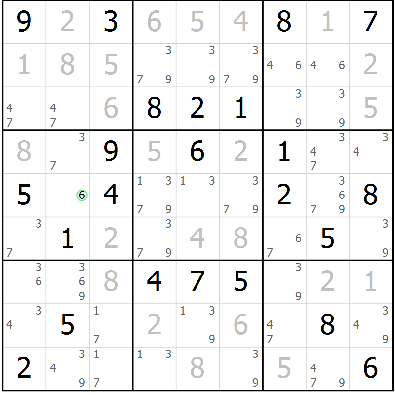 Position des candidats pour la solution de la Gr 39 page 42 du magazine de sudoku Maestro n° 103
