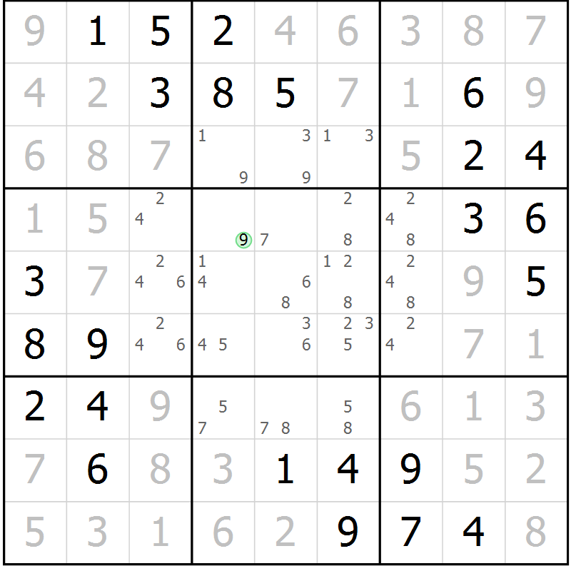 Position des candidats pour la solution de la Gr 4 page 7 du magazine de sudoku Maestro n° 103