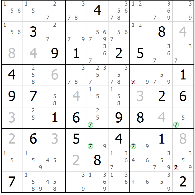Position des candidats pour la solution de la Gr 40 page 43 du magazine de sudoku Maestro n° 103