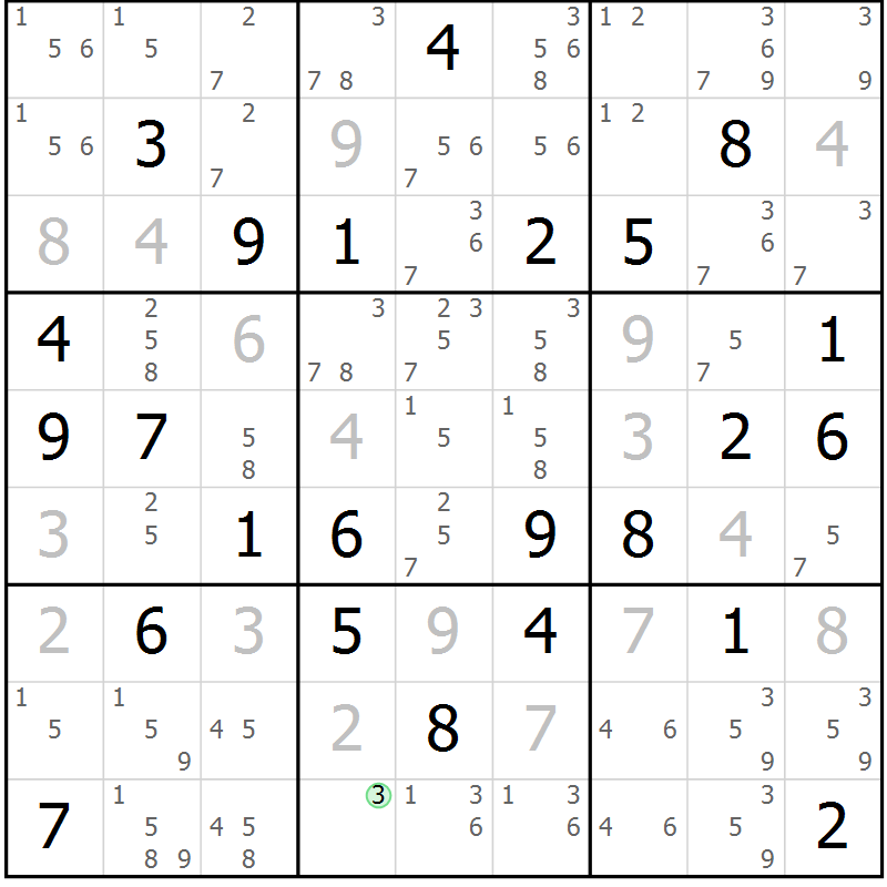 Position des candidats pour la solution de la Gr 40 page 43 du magazine de sudoku Maestro n° 103