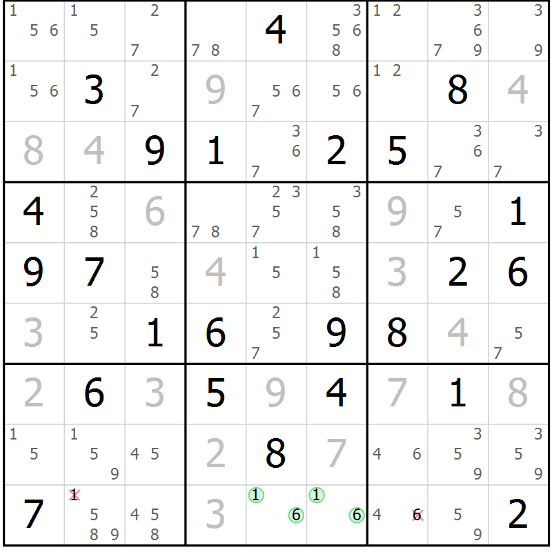 Position des candidats pour la solution de la Gr 40 page 43 du magazine de sudoku Maestro n° 103