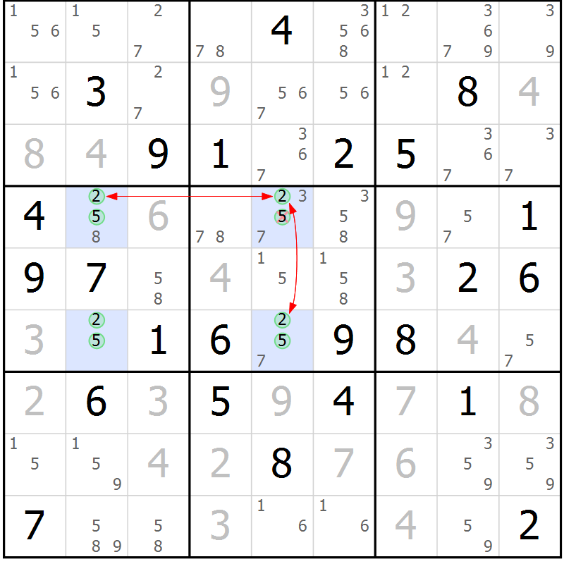 Position des candidats pour la solution de la Gr 40 page 43 du magazine de sudoku Maestro n° 103