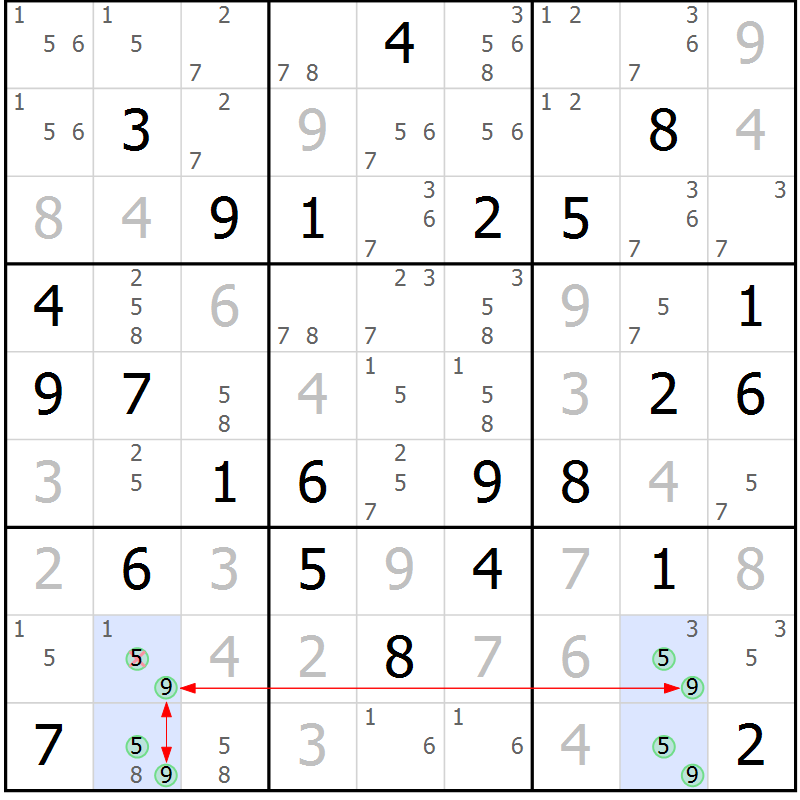 Position des candidats pour la solution de la Gr 40 page 43 du magazine de sudoku Maestro n° 103