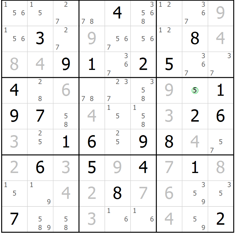 Position des candidats pour la solution de la Gr 40 page 43 du magazine de sudoku Maestro n° 103