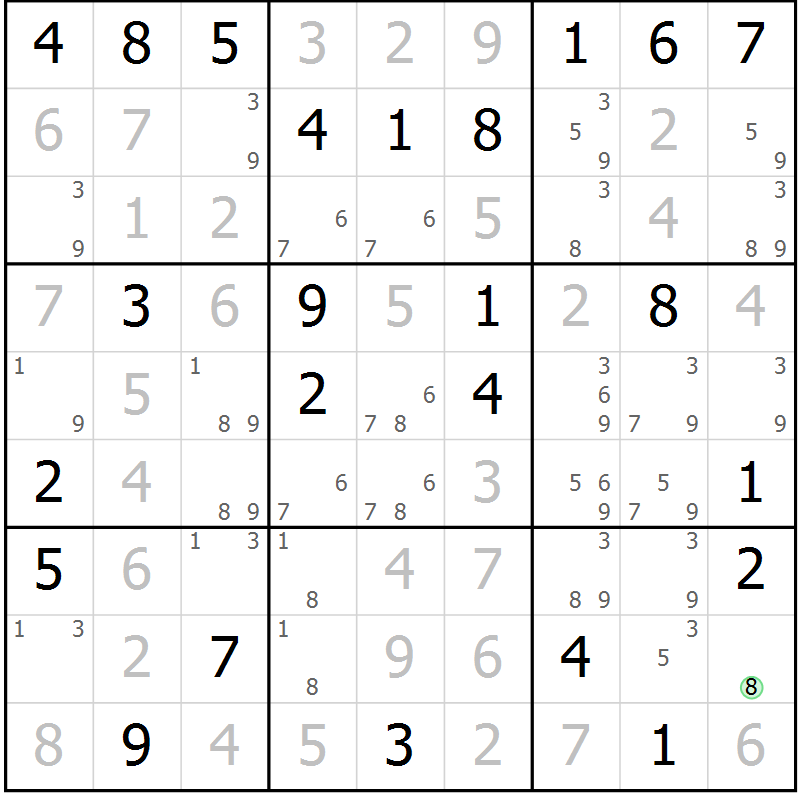 Position des candidats pour la solution de la Gr 41 page 44 du magazine de sudoku Maestro n° 103