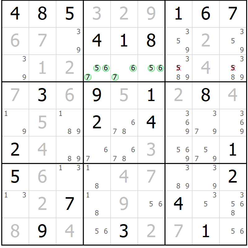 Position des candidats pour la solution de la Gr 41 page 44 du magazine de sudoku Maestro n° 103