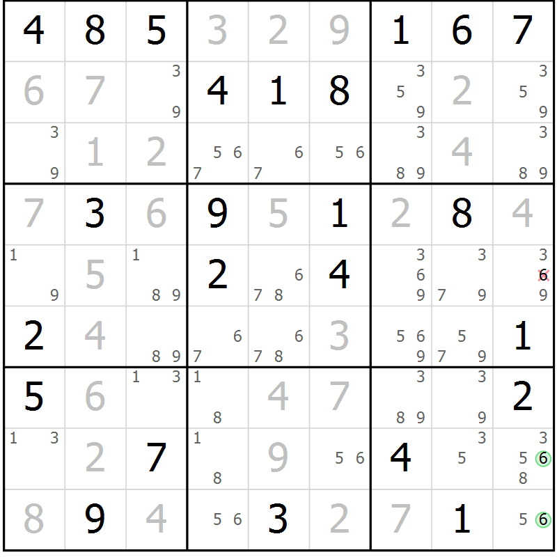 Position des candidats pour la solution de la Gr 41 page 44 du magazine de sudoku Maestro n° 103